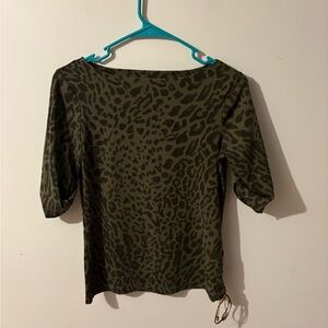 Lauren Ralph Lauren Leopard Print Green Top Size Small